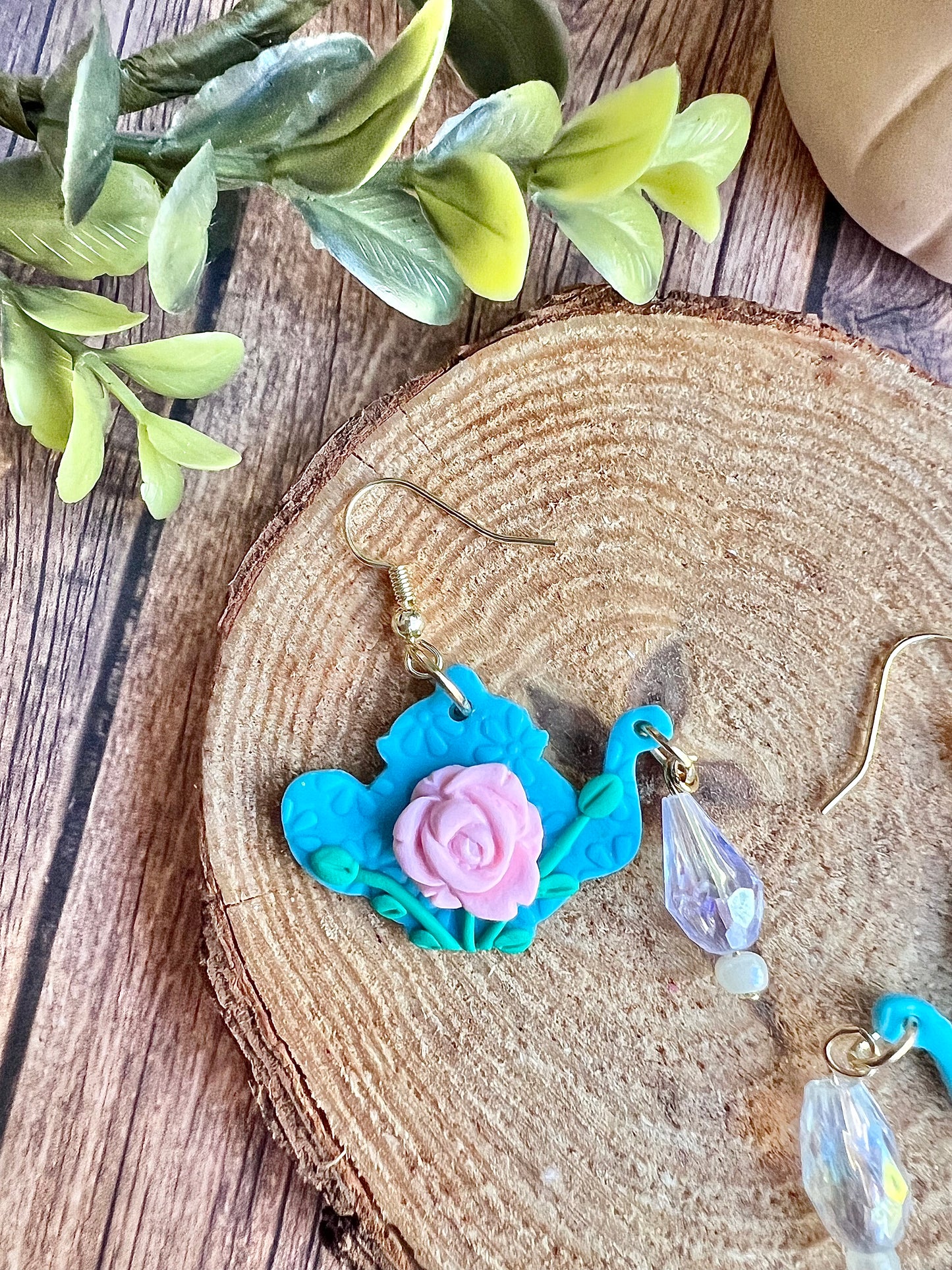 Tea Pot Earrings - Blue