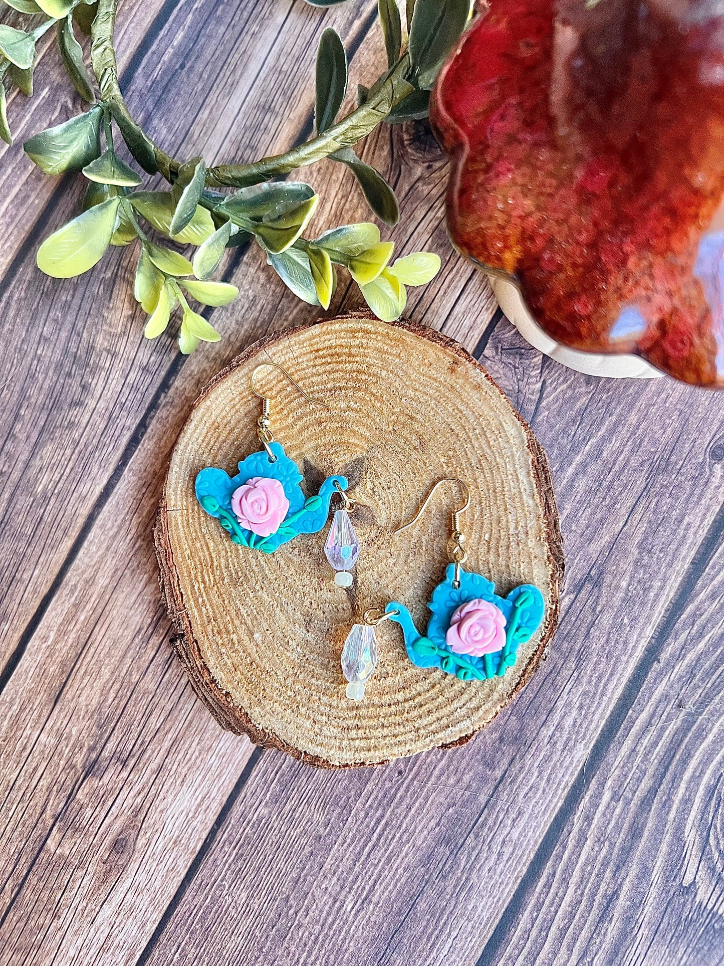 Tea Pot Earrings - Blue