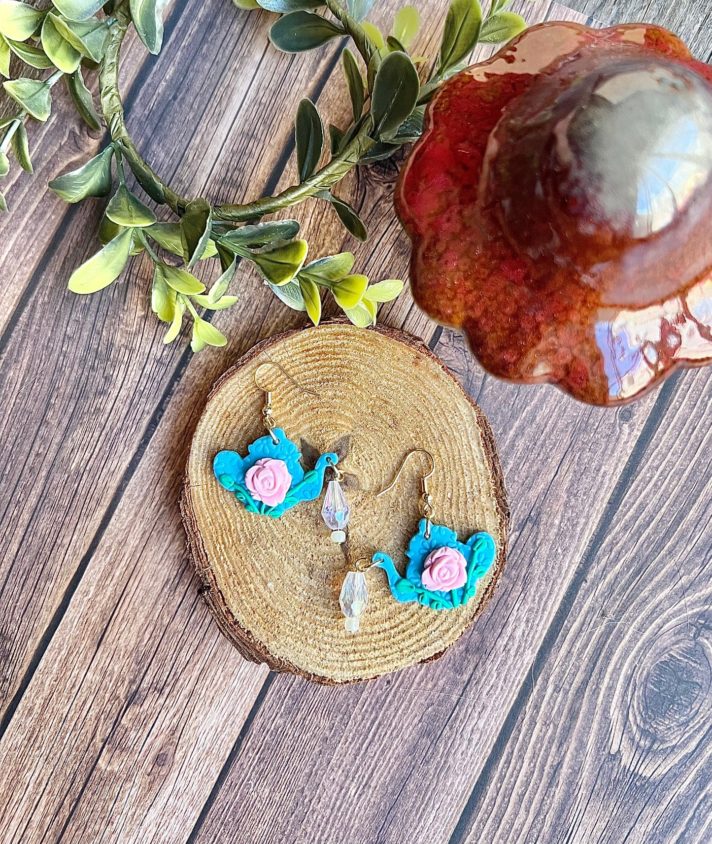 Tea Pot Earrings - Blue